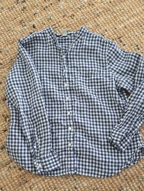 L.L Bean]Blue Gingham Button-Down Shirt for Women
